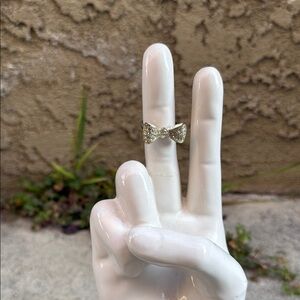 Vintage Silver Vermeil Bow,  Crystal Stone